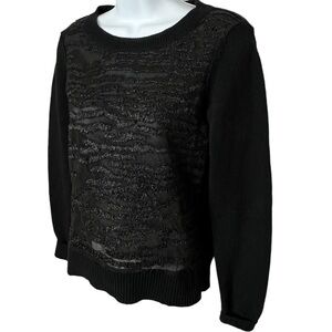 ALL SAINTS Spitalfield Armatura Pullover Crewneck Sweater Top Black Metallic XS